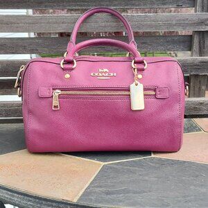 Coach F79946 Rowan Dark Berry Crossgrain Leather Convertible Satchel